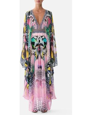 CAMILLA Long Kaftan With Waist Detail Millamorphosis - White