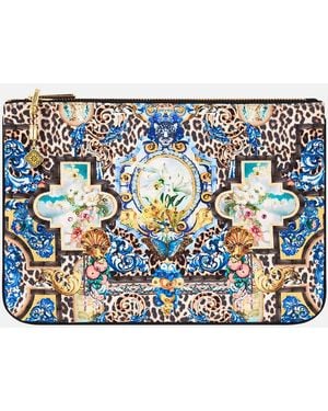 CAMILLA Small Canvas Clutch Sevillian Style - Blue