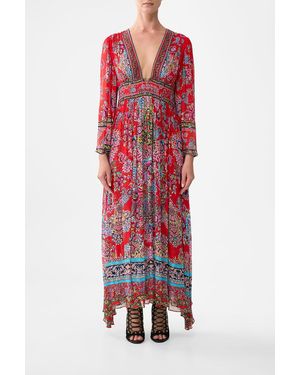 CAMILLA Hardware Detail Long Sleeve Dress Artisans Of Anatolia - Red