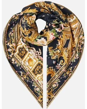 CAMILLA Large Crystalled Silk Square Scarf Versailles Or Die - Metallic