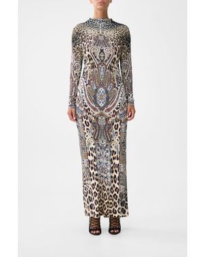 CAMILLA Back Detail Jersey Dress Istanbul Animalia - White