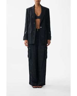CAMILLA Wide Leg Utility Trousers Solid - Black