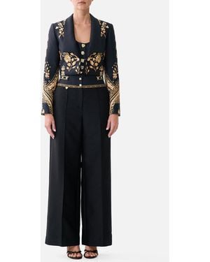 CAMILLA Slim Fit Cropped Jacket Taurus Rising - Black