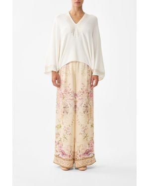 CAMILLA Relaxed V Neck Knit Top The Hum Of The Alhambra - Natural