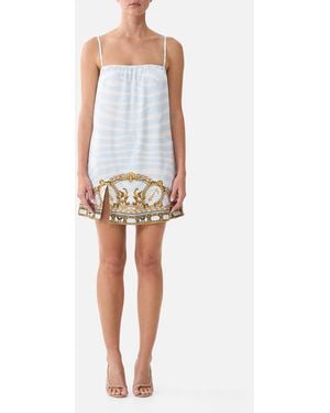 CAMILLA Square Neck Short Slip Dress Spirit Of Stripes - Blue