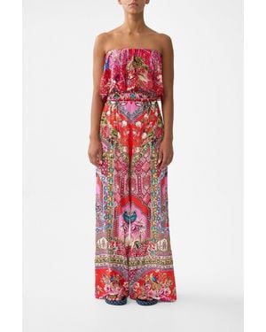 CAMILLA Strapless Jumpsuit With Frill - Red