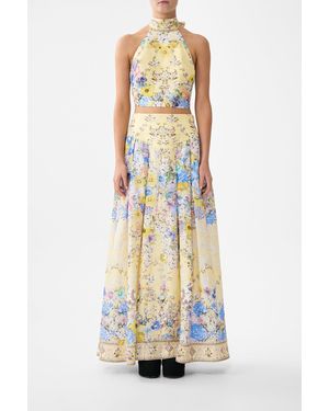 CAMILLA Corset Waist Maxi Skirt Darling Buds - White