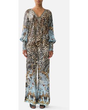 CAMILLA Shirred Cuff Blouse Fiesta, Siesta, Repeat - Multicolour