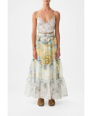 CAMILLA High Waisted Tiered Skirt My Lucky Stars - White