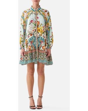 CAMILLA Long Sleeve Tiered Short Dress Magic Of The Mercado - Multicolour