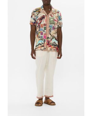 CAMILLA Relaxed Panelled Pant With Silk Belt Notes From The Road - White