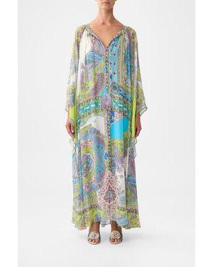 CAMILLA Long Dress With Handkerchief Sleeve Magic Carpet Ride - Blue