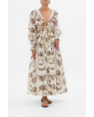 CAMILLA Fitted Waist Gathered Skirt With Lining Dressing Room Drama - White