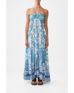CAMILLA Gathered Cut Out Dress - Blue
