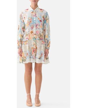 CAMILLA Long Sleeve Tiered Short Dress A Taste For Lace - White