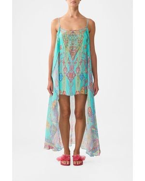 CAMILLA Mini Dress With Long Overlay - Blue