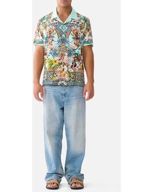 CAMILLA Short Sleeve Camp Collared Shirt Magic Of The Mercado - Multicolour