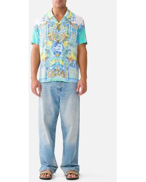 CAMILLA Short Sleeve Camp Collared Shirt Dial Up The Tiles - Blue