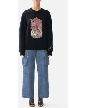 CAMILLA Relaxed Crew Neck Jumper Fiesta, Siesta, Repeat - Black