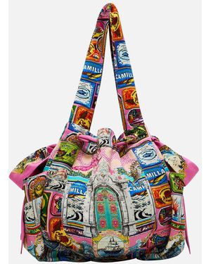 CAMILLA Drawstring Beach Bag Salty Splendour - Pink