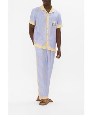 CAMILLA Lounge Pant With Elastic Waist Botanical Ballads - Blue