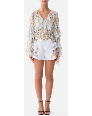 CAMILLA Frilled Shorts Seville Sweetheart - White