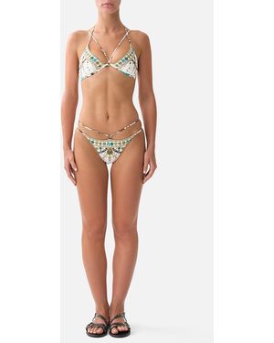 CAMILLA Multi Strap Bikini Bottom With Ring Trims Chain Gang - White