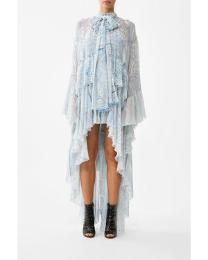 CAMILLA Ruffle High Low Dress With Long Sleeve The Hum Of The Alhambra - Blue