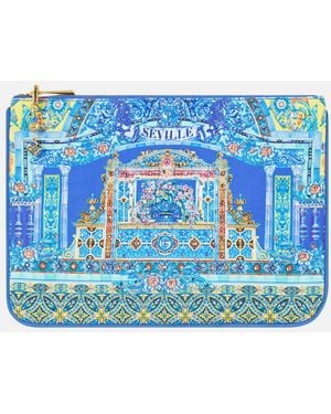 CAMILLA Small Canvas Clutch Beneath The Andalusian Sun - Blue