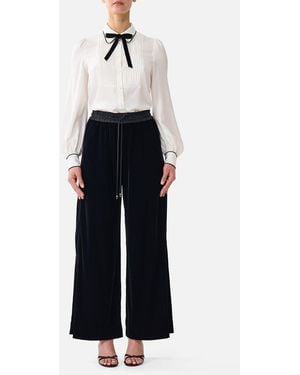 CAMILLA Velvet Relaxed Track Pant With Side Panel Leopard Libertine - Blue