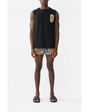 CAMILLA Contrast Panel Sleeveless Tee Sal Do Mar - Black