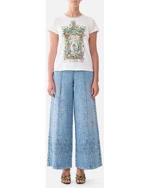 CAMILLA Slim Fit Round Neck T-Shirt Art For The Empress - Blue