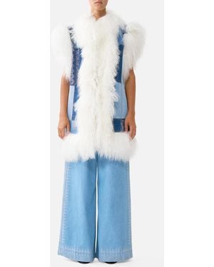 CAMILLA Oversized Shearling Gilet The Hum Of The Alhambra - Blue