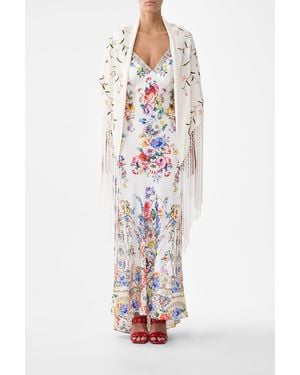 CAMILLA Macrame Shawl Solid Cream - White