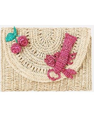 CAMILLA Raffia Clutch Notes From The Road - Pink