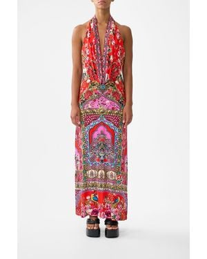 CAMILLA Deep Cowl Plunge Dress - Red