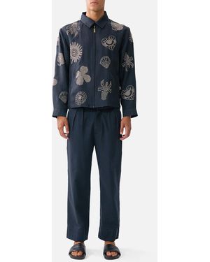 CAMILLA Embellished Crop Zip Through Jacket Amulets And Alchemy - Blue