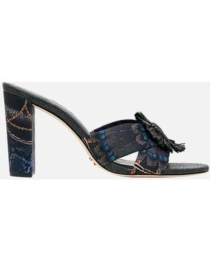 CAMILLA Azra Printed Raffia Mule Heel Song Of The Solstice - Black
