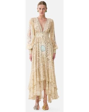 CAMILLA Long Button Front Dress A Beloved Boudoir - Natural