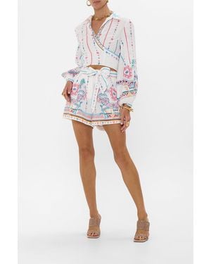 CAMILLA Tuck Front Short With Belt Living - White