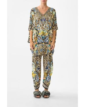 CAMILLA Bat Sleeve Dress Sevillian Style - Metallic