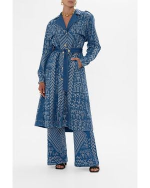 CAMILLA Desert Reign Longline Belted Trench Coat - Blue