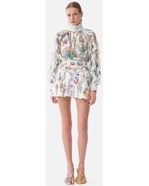 CAMILLA Relaxed Blouse With Frill Sleeve Detail Art For The Artisans - White