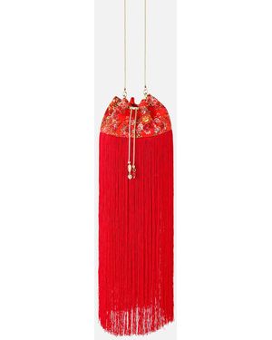 CAMILLA Drawstring Pouch With Fringing Olé Olé - Red