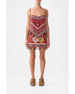 CAMILLA Minimal Shift Dress Patchwork Alchemy - Red