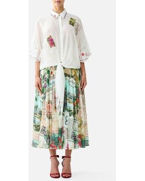 CAMILLA Tie Front Shirt With Sleeve Frill La Belle Botanique - White
