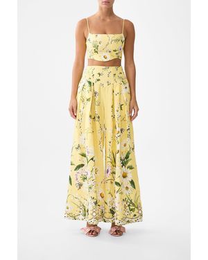 CAMILLA Corset Crop Top Daisy Chains - Yellow