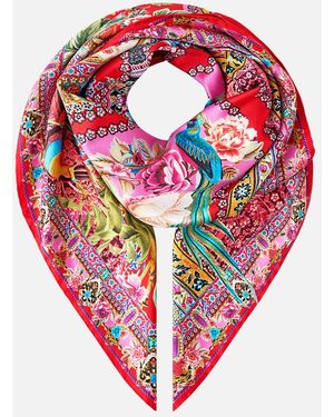 CAMILLA Printed Silk Twill Square Scarf Heirloom Empire - Pink