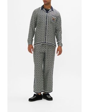 CAMILLA Long Sleeve Camp Collared Shirt Riddle Of The Sphinx - Grey