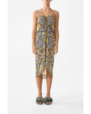 CAMILLA Multi Wear Beach Midi Dress With Ring Front Sevillian Style - Brown